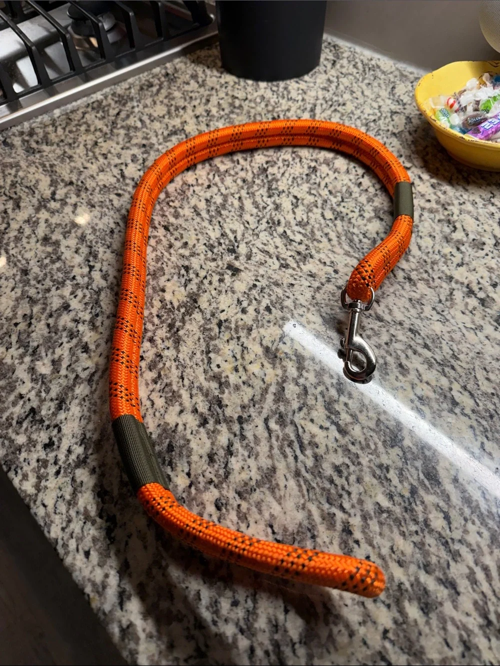 Bright Orange Rope Dog Leash with Metal Snap